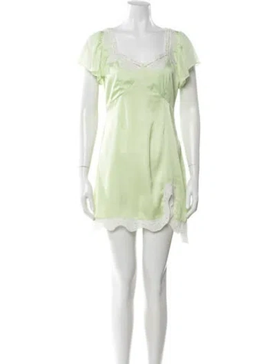 Pre-owned Loveshackfancy Lace Pattern Mini Dress In Green