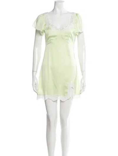 Pre-owned Loveshackfancy Lace Pattern Mini Dress In Green