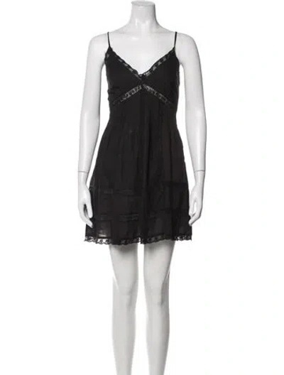 Pre-owned Loveshackfancy Lace Pattern Mini Dress In Grey