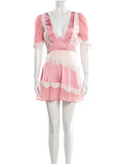 Pre-owned Loveshackfancy Lace Pattern Mini Dress In Multi