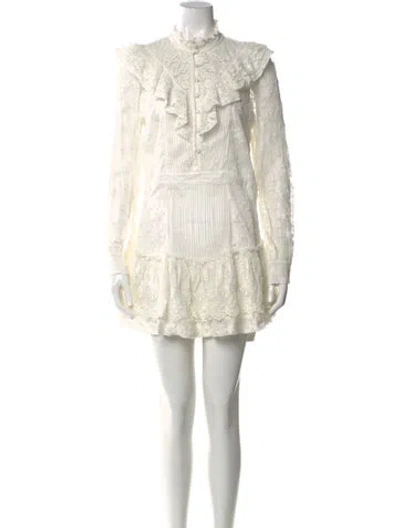Pre-owned Loveshackfancy Lace Pattern Mini Dress In Neutral