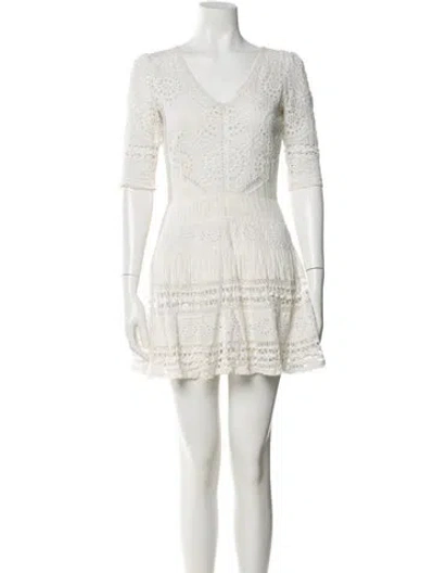 Pre-owned Loveshackfancy Lace Pattern Mini Dress In Neutral