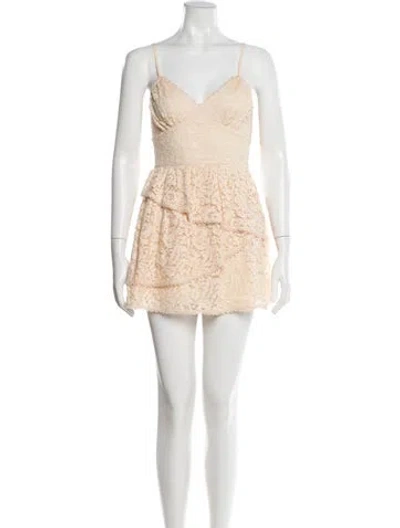 Pre-owned Loveshackfancy Lace Pattern Mini Dress In Neutral
