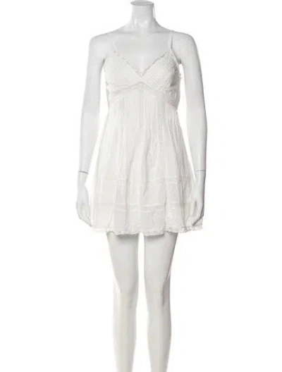 Pre-owned Loveshackfancy Lace Pattern Mini Dress In Neutral