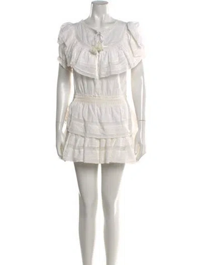 Pre-owned Loveshackfancy Lace Pattern Mini Dress In Neutral