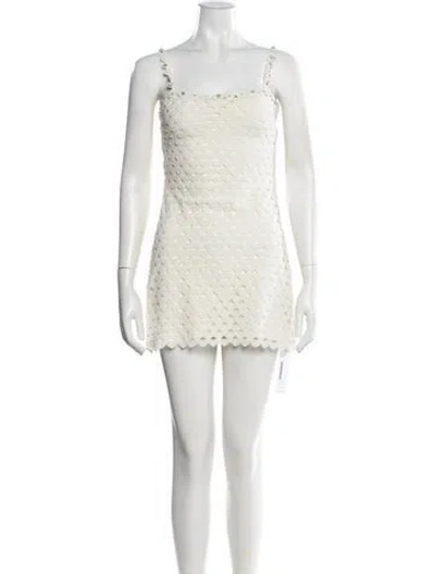 Pre-owned Loveshackfancy Lace Pattern Mini Dress In Neutral