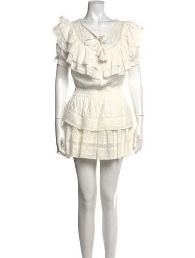 Pre-owned Loveshackfancy Lace Pattern Mini Dress In Neutral
