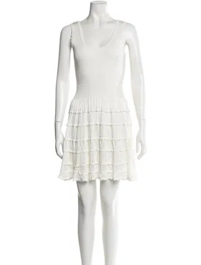 Pre-owned Loveshackfancy Lace Pattern Mini Dress In Neutral