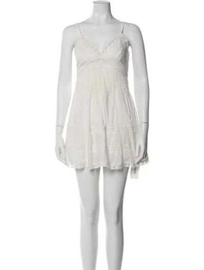 Pre-owned Loveshackfancy Lace Pattern Mini Dress In Neutral