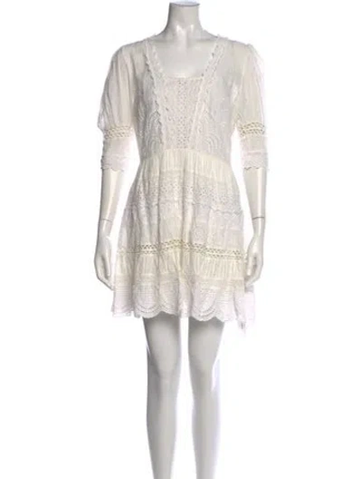 Pre-owned Loveshackfancy Lace Pattern Mini Dress In Neutral
