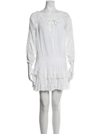 Pre-owned Loveshackfancy Lace Pattern Mini Dress In Neutral