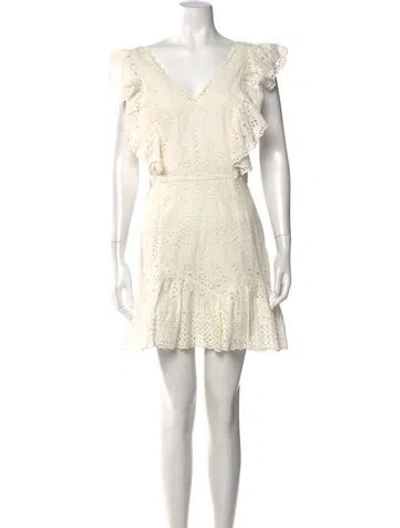 Pre-owned Loveshackfancy Lace Pattern Mini Dress In Neutral