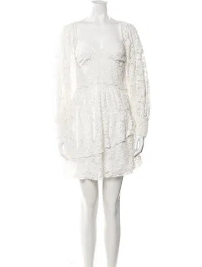 Pre-owned Loveshackfancy Lace Pattern Mini Dress In Neutral