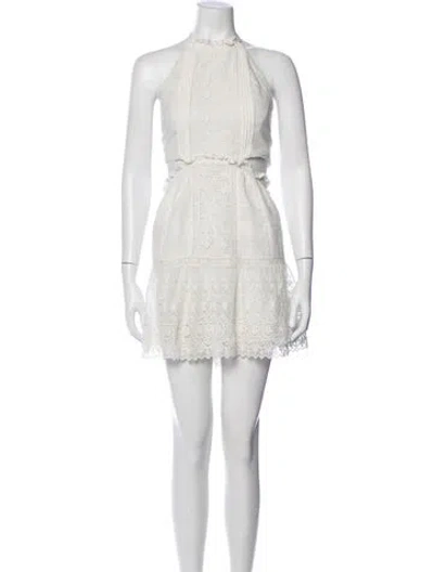 Pre-owned Loveshackfancy Lace Pattern Mini Dress In Neutral