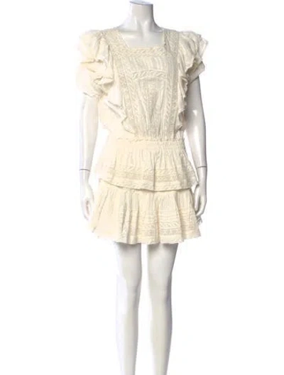 Pre-owned Loveshackfancy Lace Pattern Mini Dress In Neutral