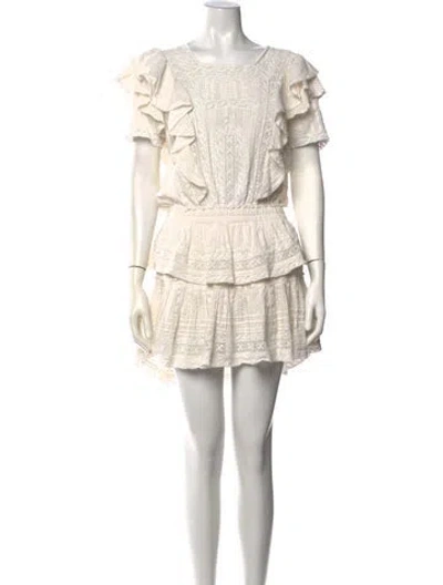 Pre-owned Loveshackfancy Lace Pattern Mini Dress In Neutral