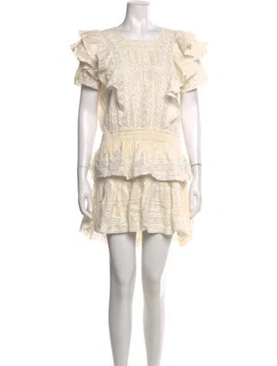 Pre-owned Loveshackfancy Lace Pattern Mini Dress In Neutrals