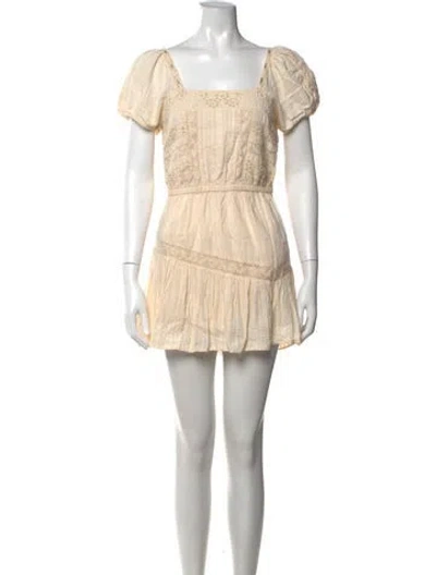 Pre-owned Loveshackfancy Lace Pattern Mini Dress In Neutrals