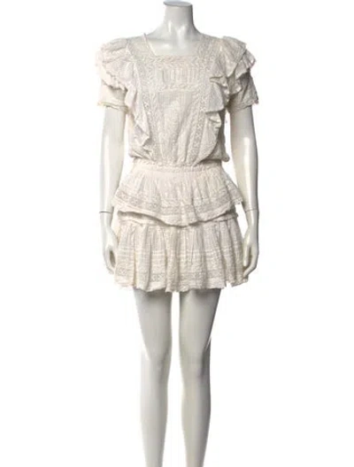 Pre-owned Loveshackfancy Lace Pattern Mini Dress In Neutrals
