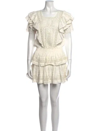 Pre-owned Loveshackfancy Lace Pattern Mini Dress In Neutrals