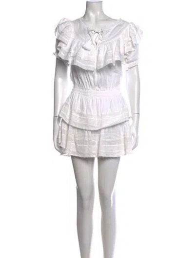Pre-owned Loveshackfancy Lace Pattern Mini Dress In Neutrals