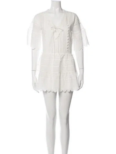 Pre-owned Loveshackfancy Lace Pattern Mini Dress In Neutrals