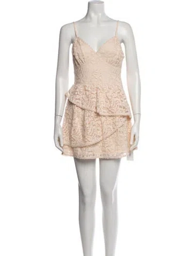 Pre-owned Loveshackfancy Lace Pattern Mini Dress In Neutrals