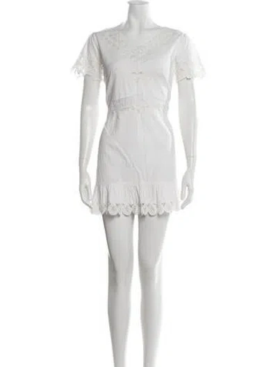 Pre-owned Loveshackfancy Lace Pattern Mini Dress In Neutrals