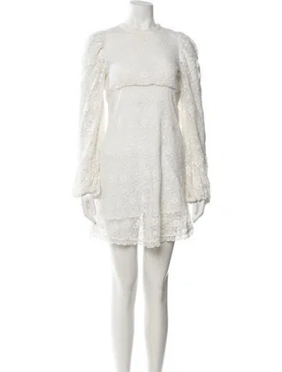 Pre-owned Loveshackfancy Lace Pattern Mini Dress In Neutrals