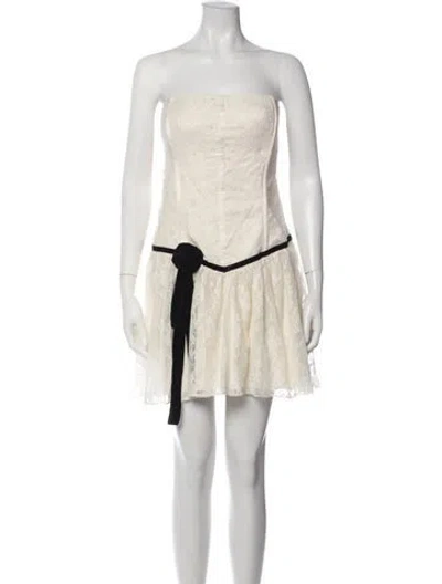Pre-owned Loveshackfancy Lace Pattern Mini Dress In Neutrals