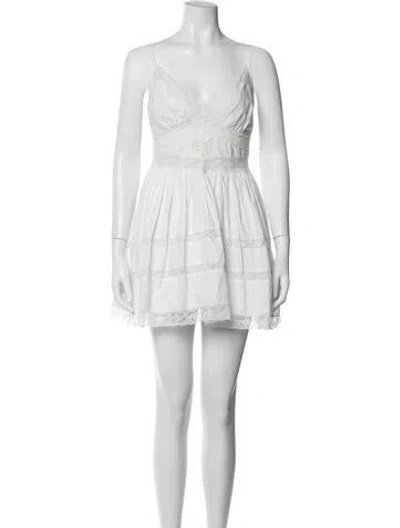 Pre-owned Loveshackfancy Lace Pattern Mini Dress In Neutrals