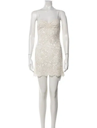 Pre-owned Loveshackfancy Lace Pattern Mini Dress In Neutrals