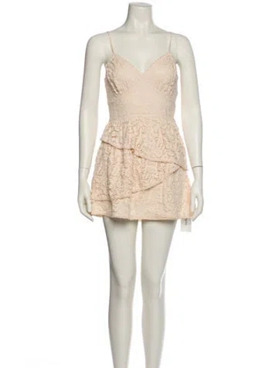 Pre-owned Loveshackfancy Lace Pattern Mini Dress In Orange