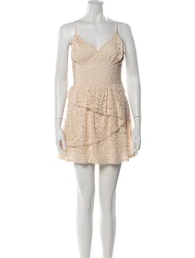 Pre-owned Loveshackfancy Lace Pattern Mini Dress In Orange