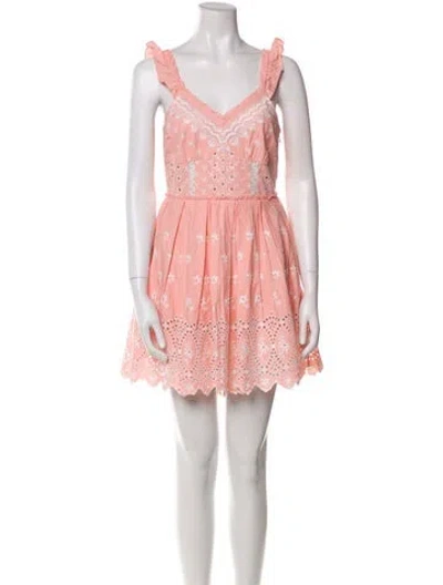 Pre-owned Loveshackfancy Lace Pattern Mini Dress In Pink