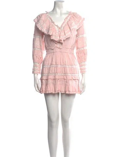 Pre-owned Loveshackfancy Lace Pattern Mini Dress In Pink