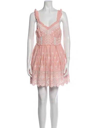 Pre-owned Loveshackfancy Lace Pattern Mini Dress In Pink