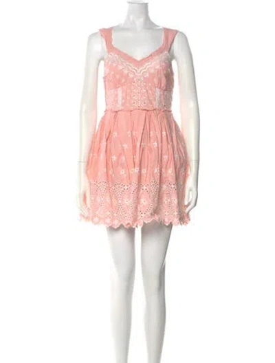 Pre-owned Loveshackfancy Lace Pattern Mini Dress In Pink