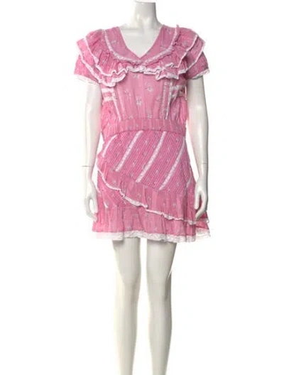 Pre-owned Loveshackfancy Lace Pattern Mini Dress In Pink