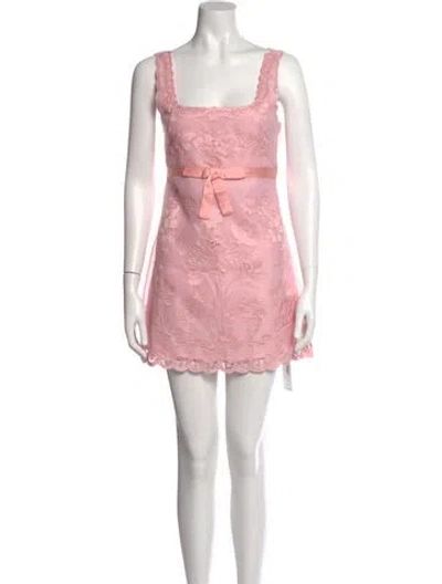Pre-owned Loveshackfancy Lace Pattern Mini Dress In Pink