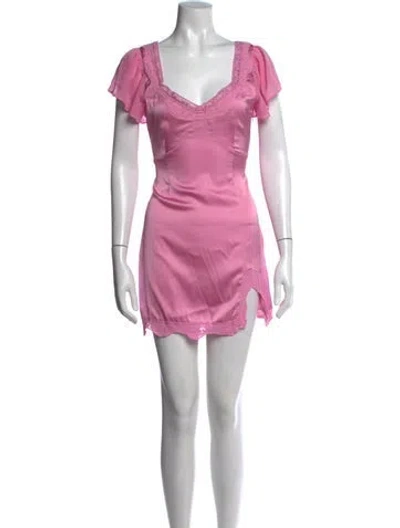 Pre-owned Loveshackfancy Lace Pattern Mini Dress In Pink