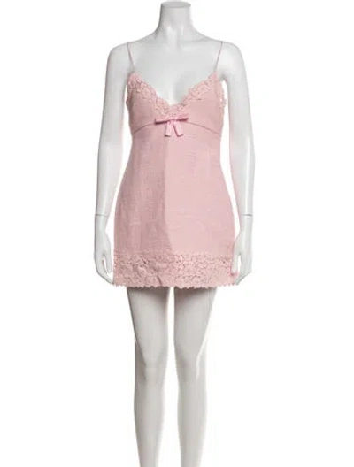Pre-owned Loveshackfancy Lace Pattern Mini Dress In Pink
