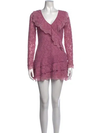 Pre-owned Loveshackfancy Lace Pattern Mini Dress In Pink