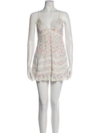 Pre-owned Loveshackfancy Lace Pattern Mini Dress In Purple