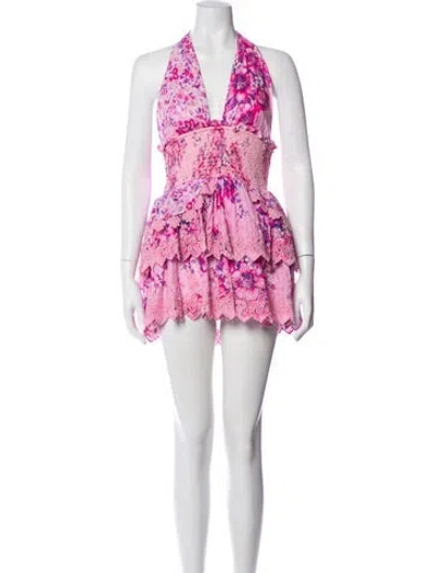 Pre-owned Loveshackfancy Lace Pattern Mini Dress In Purple