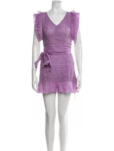 Pre-owned Loveshackfancy Lace Pattern Mini Dress In Purple
