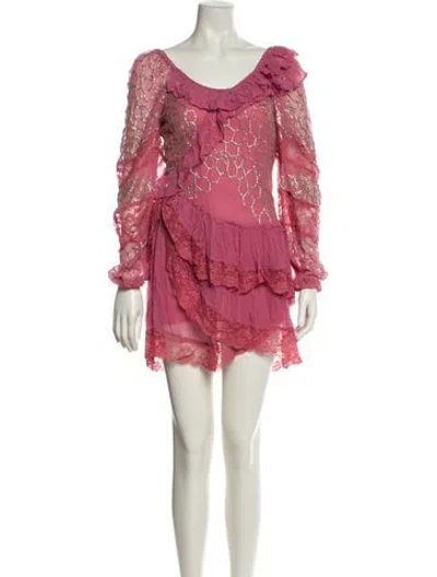 Pre-owned Loveshackfancy Lace Pattern Mini Dress W/ Tags