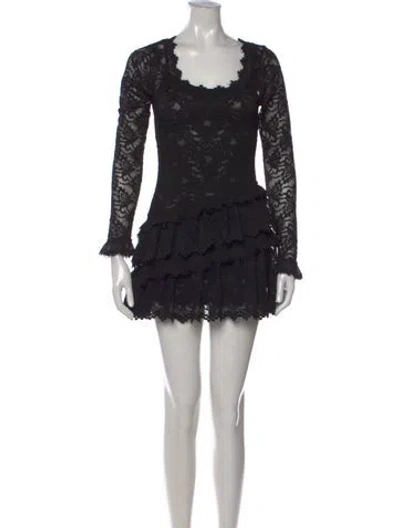 Pre-owned Loveshackfancy Lace Pattern Mini Dress W/ Tags In Black