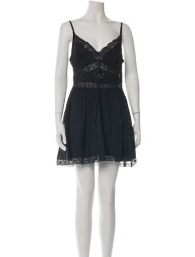 Pre-owned Loveshackfancy Lace Pattern Mini Dress W/ Tags In Black