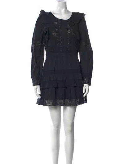 Pre-owned Loveshackfancy Lace Pattern Mini Dress W/ Tags In Black